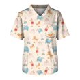 thumbnail image 1 of Men's Short Sleeve V Neck Small Animals Print Chest Pocket Carer TopS, 1 of 3