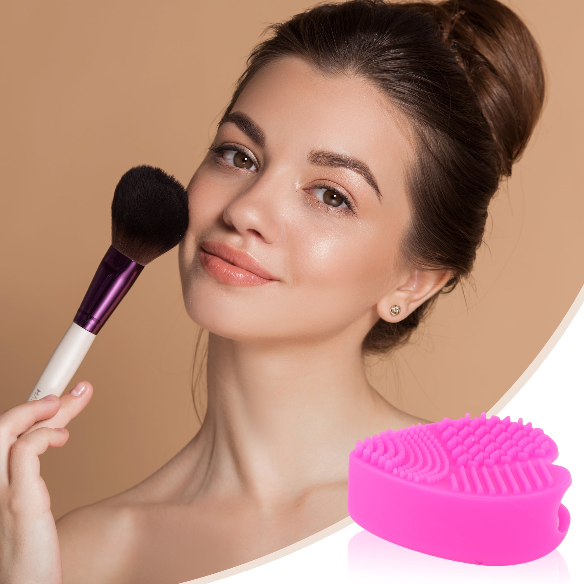 Unique Bargains Heart Shape Makeup Brush Cleaner Rose Red