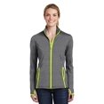 thumbnail image 2 of Sport-Tek ®  Ladies Sport-Wick ®  Stretch Contrast Full-Zip Jacket.  Lst853 L Charcoal Grey Heather/ Charge Gr, 2 of 4
