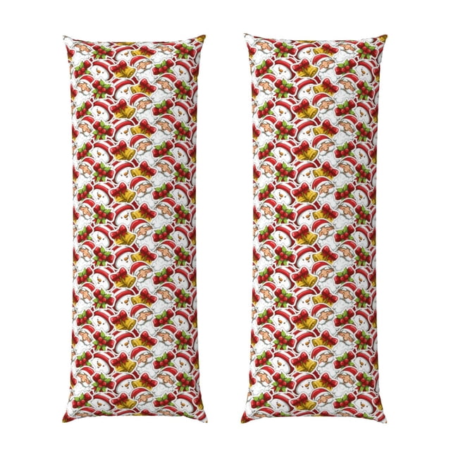 Balery Santa Claus bells Snowman Funda Protectora para Almohada Corporal de Algodón Hipoalergénico con Cierre(55 x 21 pulgadas), Almohadas No Incluidas