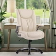 thumbnail image 2 of COLAMY Large Heavy Duty High Back Executive Computer Office Desk Chair Flip-up Arms Wide Thick Seat for Home Office 400LBS Ivory, 2 of 5