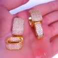 thumbnail image 4 of 14K Gold Plating Earrings for Women Small Chunky Silver Earrings Cubic Zirconia Small Hoop Earrings Silver Hypoallergenic Earrings Small Thick Huggie Hoops Earrings for Jewelry Gifts 2 Pairs, 4 of 9