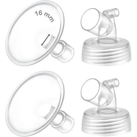 Maymom Two-Piece Wide Neck Pump Parts for Spectra S1/S2 Pumps; Incl Wide Mouth Flanges; Not Original Spectra Flange (16 mm Two Flanges)