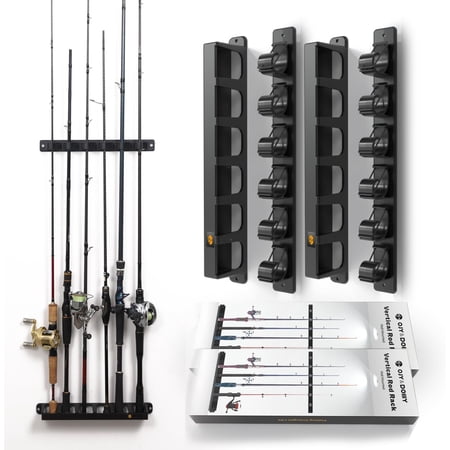 Wall Mount Fishing Rod Holders Vertical Fishing Pole Storage Rack for Garage 2 Packs