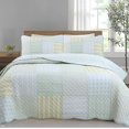 thumbnail image 4 of Comforter Set Queen Size  3-Piece Coverlet Set for Night Sleep  Bedding Quilt with Green Yellow Blue Plaid Striped Real Patchwork, 4 of 4