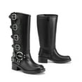thumbnail image 6 of DREAM PAIRS Women's Knee High Riding Boots Side Zipper Motorcycle Boots Square Toe Chunky Heel Fashion Buckles Biker Boots, 6 of 10
