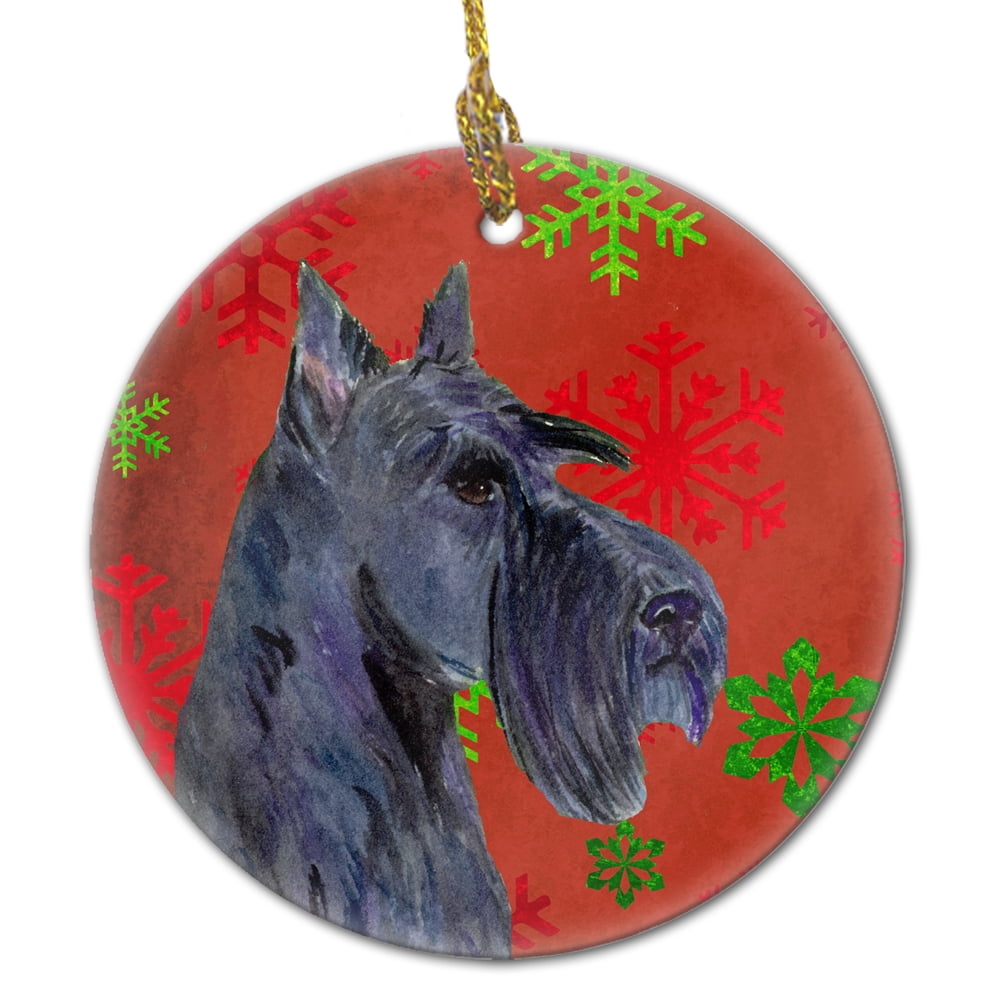 Scottish Terrier Red Snowflakes Holiday Christmas Ceramic Ornament
