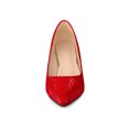 thumbnail image 6 of BLISSFUL STEP Women's Pointed Toe Printed Slip on Kitten Heel Pumps Red 9, 6 of 6