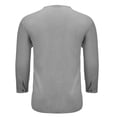 thumbnail image 3 of SWSMCLT Men's Cotton Thin Casual Blouse Linen Shirt 3/4 Sleeve Shirt V Neck Loose Lightweight Soft Spring Summer Beach Top Grey Small, 3 of 4