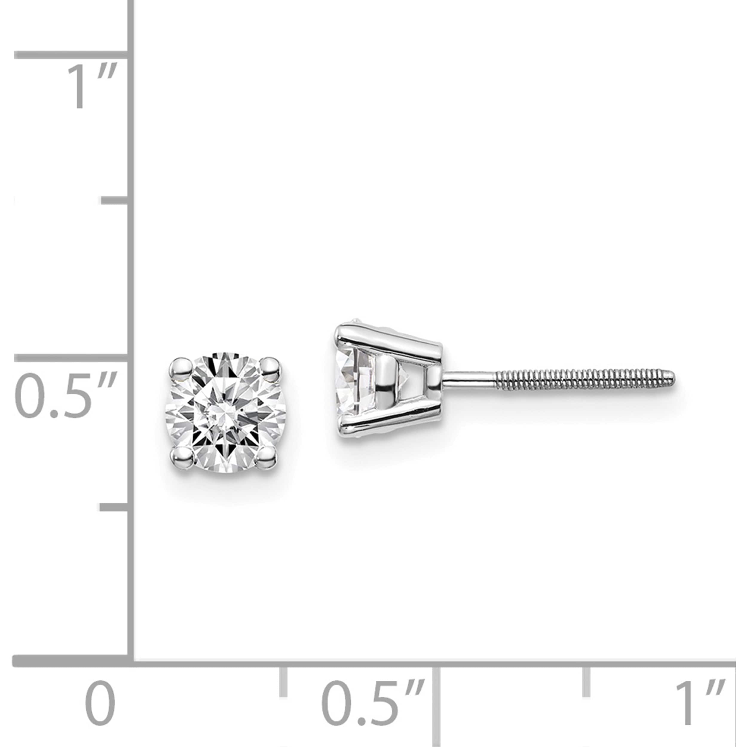 14K White Gold 14Kw .95Ct Vs2/Si1 G-I Diamond Stud Thread On/Off Post Earrings (4.8 X 4.8) Made In United States st4-95w