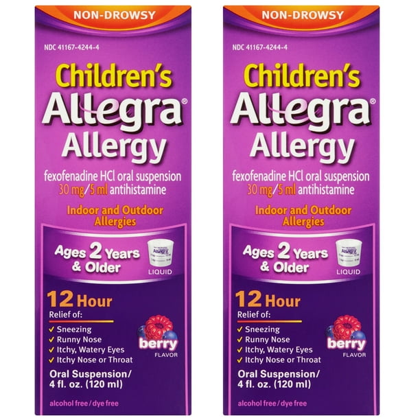 Children's Allegra Allergy 12 Hour Berry Liquid, 4 fl oz, 2 Pack