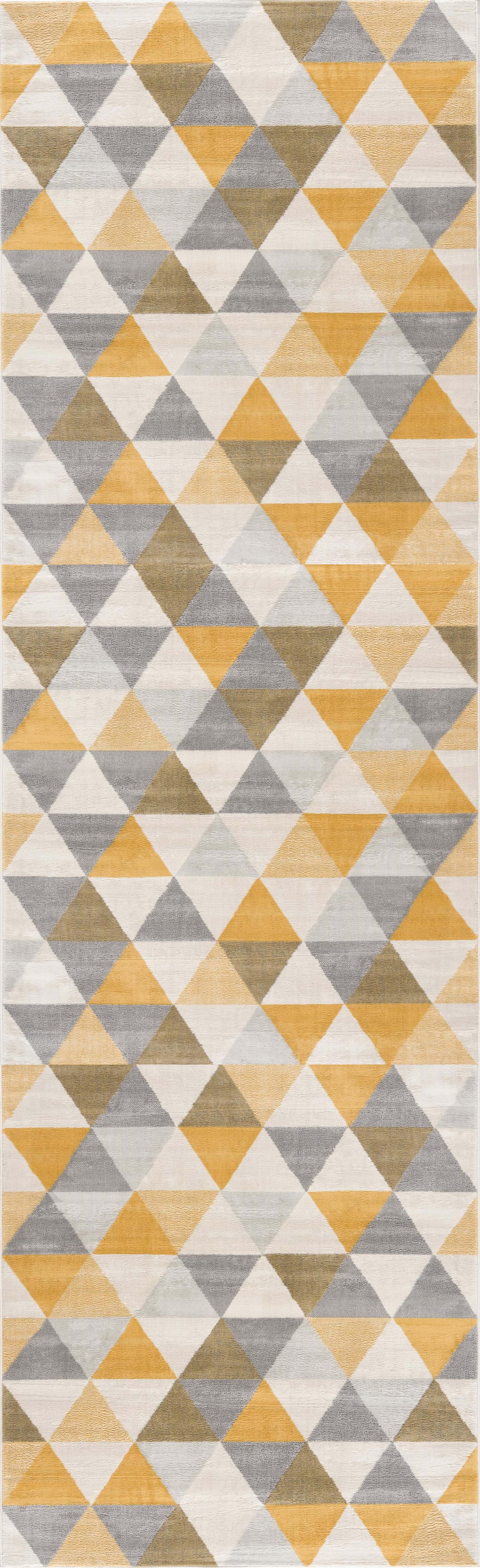 Rug Branch Savannah 2' x 11' (Exact Size: 2'3" 11') Mid-Century Modern Runner Area Rug, Yellow Beige, Geometric Entryway, Hallway, Bathroom, and Kitchen