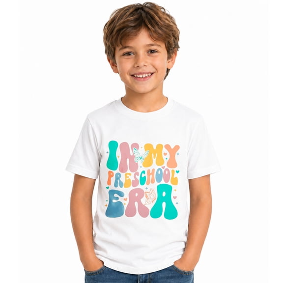 Toddler First Day of School Shirt Boys Girls in My Preschool Era Shirts Cute Graphic Crewneck Short Sleeve Tops