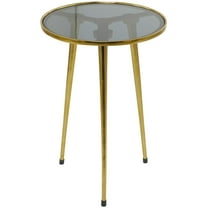 DecMode Contemporary Aluminum Round Accent Table with Tripod Legs and Polished Gold Finish, 15"W x 22"H
