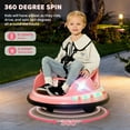 thumbnail image 3 of 12V Bumper Car,Neche Ride On Toys for Toddlers,360° Spin Toddler Car with Remote,5 LED Lights,Pink, 3 of 11
