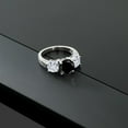 thumbnail image 4 of Gem Stone King 925 Sterling Silver Black Diamond and White Moissanite Engagement Ring for Women | 3.80 Cttw | Round 8MM | Gemstone April Birthstone | Size 9, 4 of 5