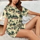 thumbnail image 4 of Fotbe Camping Caravan 1 Conjunto de Pijama Estampado para Mujer, 2 Piezas, Ropa de Dormir con Camiseta de Manga Corta y Shorts Suaves-Small, 4 of 6