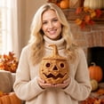 thumbnail image 6 of Halloween Woven Pumpkin Decoration, Hand-Woven Pumpkin Halloween Storage Basket, Spooky Handmade Wicker Pumpkin Decor for Home Mantel Shelf Fall Party Decorations, 6 of 8