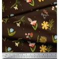 thumbnail image 2 of Soimoi Brown Poly Georgette Fabric Artistic Leaf & Floral Print Sewing Fabric Yard 52 Inch Wide, 2 of 3