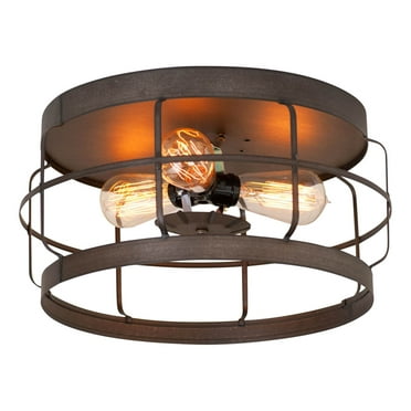 Irvins Country Tinware 13-inch Round Strap Flush Mount Ceiling Light