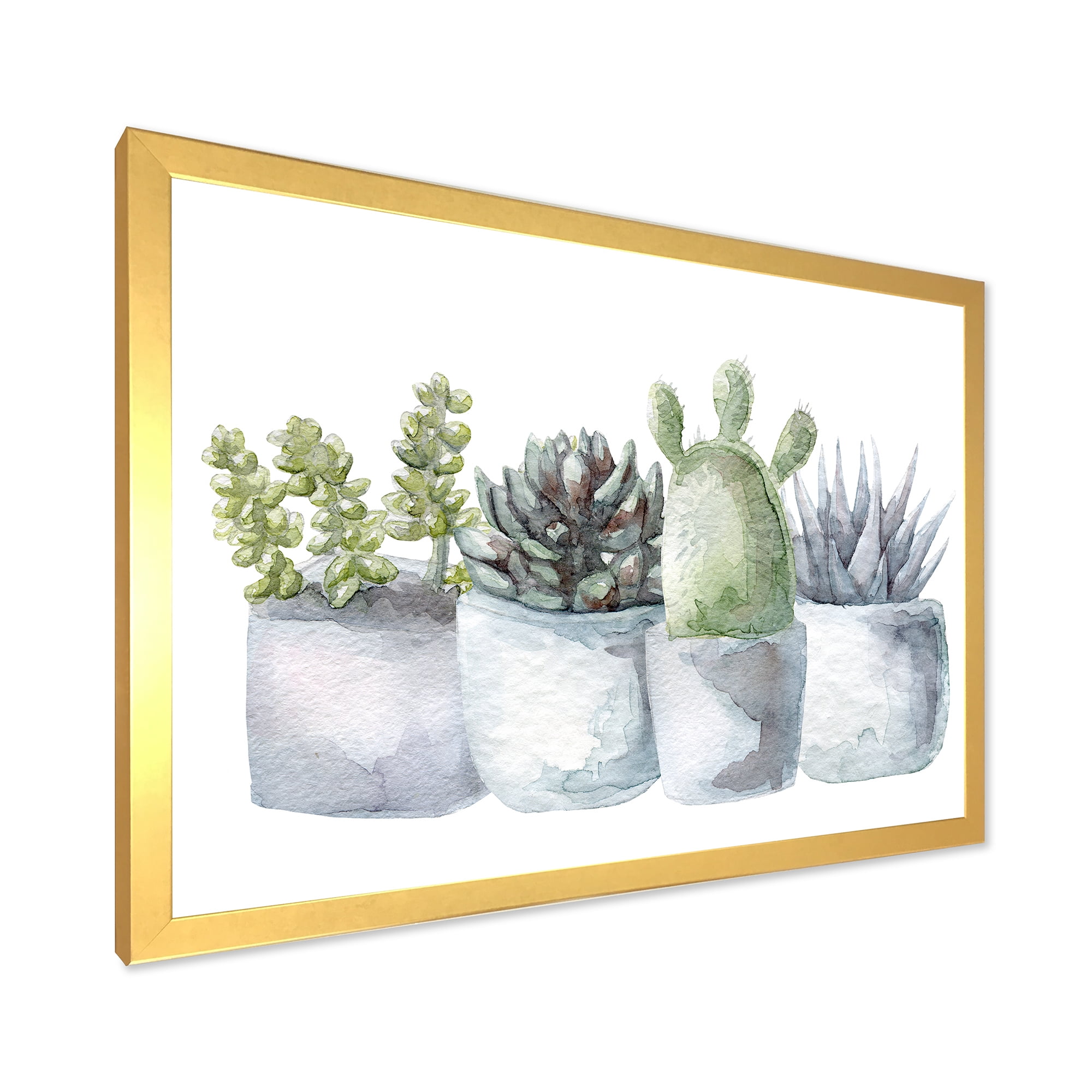 Designart 'Succulent and Cactus House Plants I' Farmhouse Framed Art Print