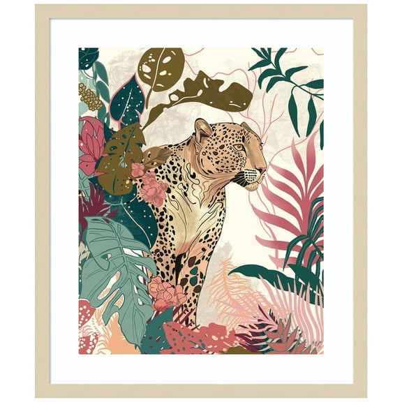 Amanti Art Bright Tropics Leopard Wood Framed Wall Art Print