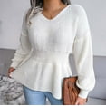 thumbnail image 4 of Lovskoo Sweaters for Women Trendy Casual Long Sleeve V-Neck Keeping Outing Blouse Sweater White, 4 of 9