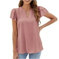 thumbnail image 2 of Yuwull Tops For Women Womens Tops Casual Women'S New Lace Sleeves Solid Color V-Neck Front Pleated Casual Y2K Tops XXL(2XL), 2 of 8