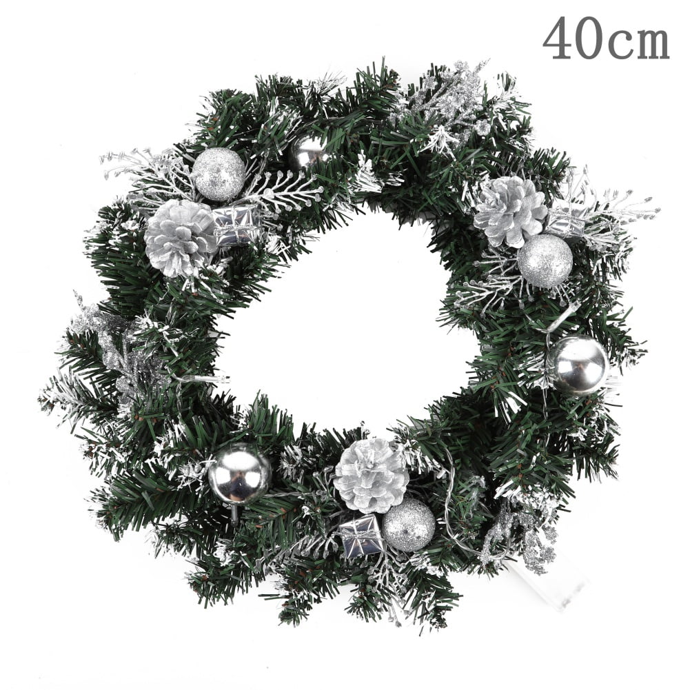 Details about   Christmas Wreath With Flocking LED Lights Christmas Front Door Hanging Garlands 