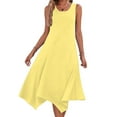 thumbnail image 2 of Women's Summer Dresses Sleeveless Round Neck Solid Color Drawstring Mini Dress Yellow, 2 of 8