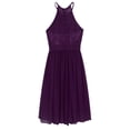 thumbnail image 5 of Aislor Big Girls Formal Party Wedding Bridesmaid Flower Dress Halter Lace Chiffon Prom Evening Gown, 5 of 7
