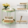 thumbnail image 5 of All Metal Side Table, 2 Tier Anti Rust End Table with Imitation Rattan Pattern on Removable Trays, Round Table for Living Room, Small Nightstand for Bedroom 20.47 Inch x 16.54 Inch Green, 5 of 19