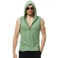 thumbnail image 2 of SWSMCLT Men's Tank Top Soft Cotton Fashion Workout Summer Spring Sleeveless Hoodie Hooded Vest Slim Fit Button Front Henley T Shirt Army Green Medium, 2 of 4