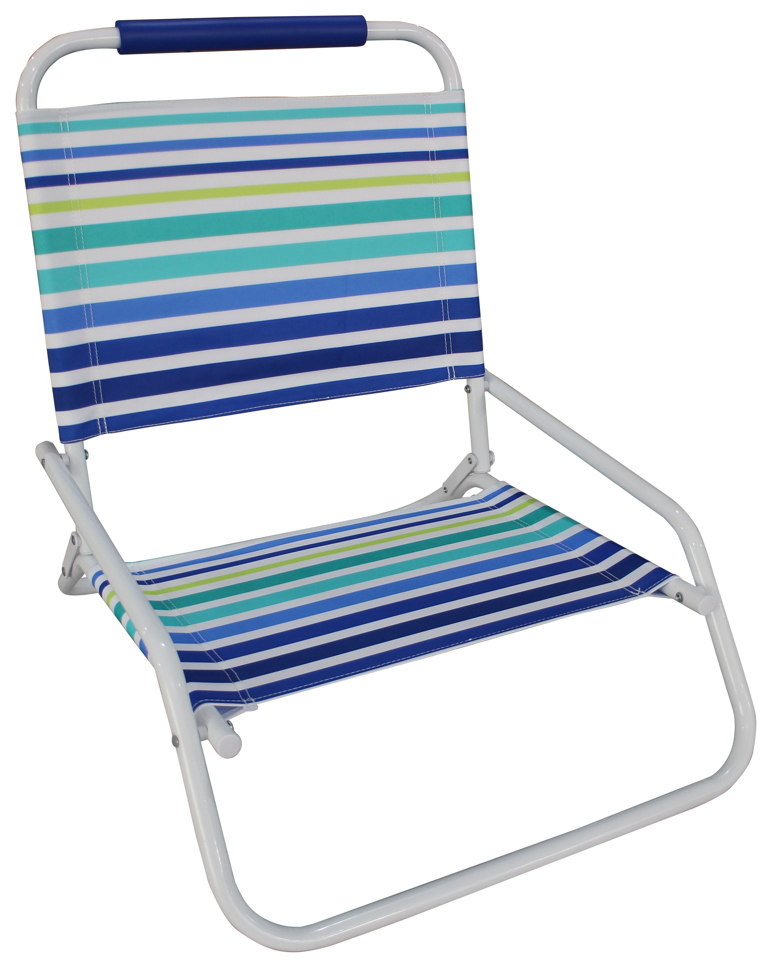 Mainstays Folding Low Profile Blue & Teal Stripe Beach Chair - Walmart.com - Walmart.com