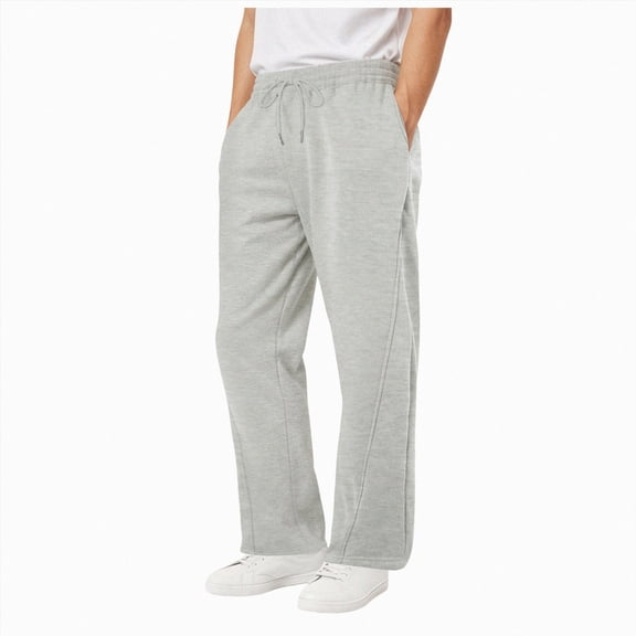 Gubotare Wide Leg Sweatpants Men Mens Baggy Sweatpants Casual Loose Elastic Waist Pants Streetwear Joggers with Pockets (Light Gray,S)
