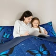 thumbnail image 5 of Manfei Dreamy Blue Butterfly Bedding King Comforter Set for Girls, Psychedelic Galaxy Down Comforter, Chic Animal Bedding Sets King with Comforter, Microfiber Room Decoration, 3 Pieces Reversible, 5 of 8
