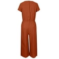 thumbnail image 5 of DYMADE Women Short Sleeve Summer Overalls Button Back Boilersuit Cotton Linen Dungarees Loose Jumpsuits, 5 of 5