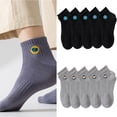 thumbnail image 2 of 5 Pairs Men Sport Athletic Letter Embroidery Cotton Ankle Socks Moistures Wicking Breathable Short Tube Socks for Casual, 2 of 9