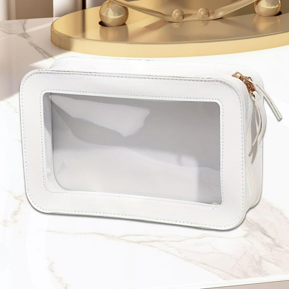 Bolsa de maquillaje transparente e impermeable,Ventana transparente,Organizador de bolsa de cosméticos para viajes