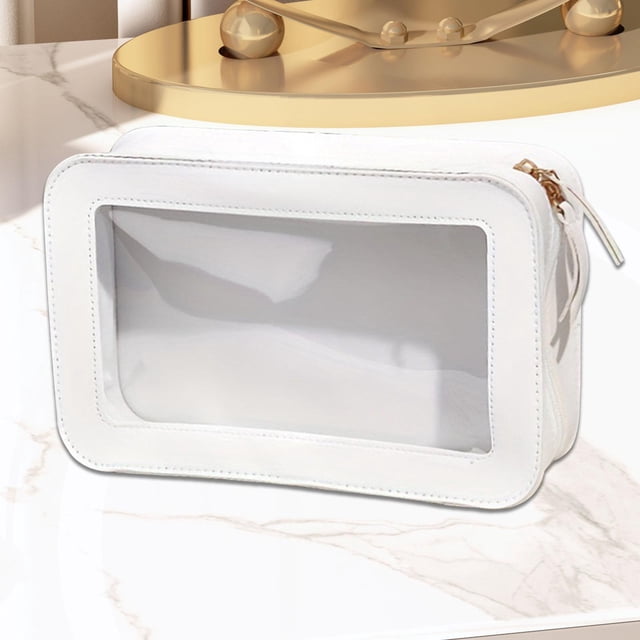 Bolsa de maquillaje transparente e impermeable,Ventana transparente,Organizador de bolsa de cosméticos para viajes