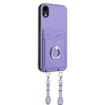 thumbnail image 2 of for iPhone XR PU Leather Case, Wallet Case with Ring Stand Kickstand Shockproof Protective for Women Girls Card Holder Slot Stand Shoulder Strap Case for iPhone XR, Purple, 2 of 7
