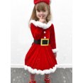 thumbnail image 3 of Disfraz de Papá Noel para niña pequeña, vestido de princesa con ribete de felpa y manga larga, con cinturón y diadema, 3 of 6