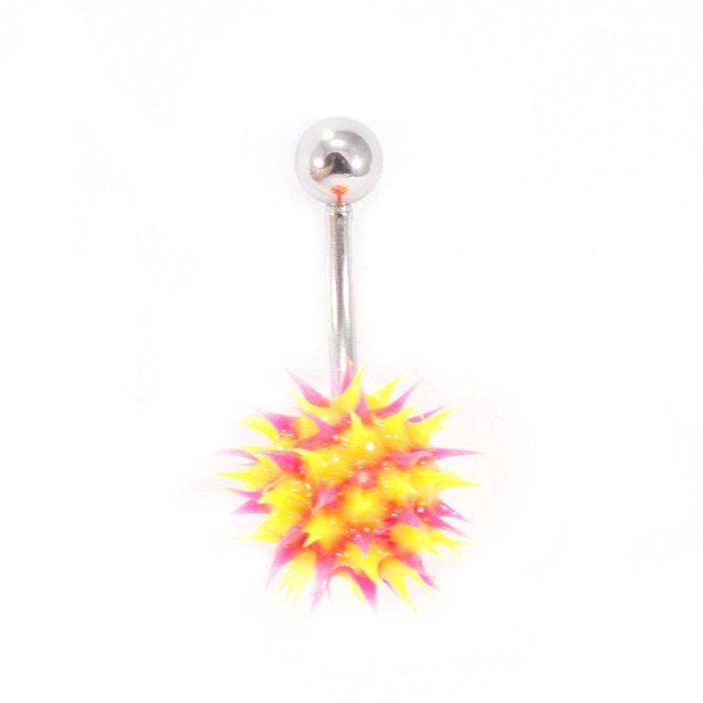 Belly Button Ring Navel Piercing with Spike Silicone Ball