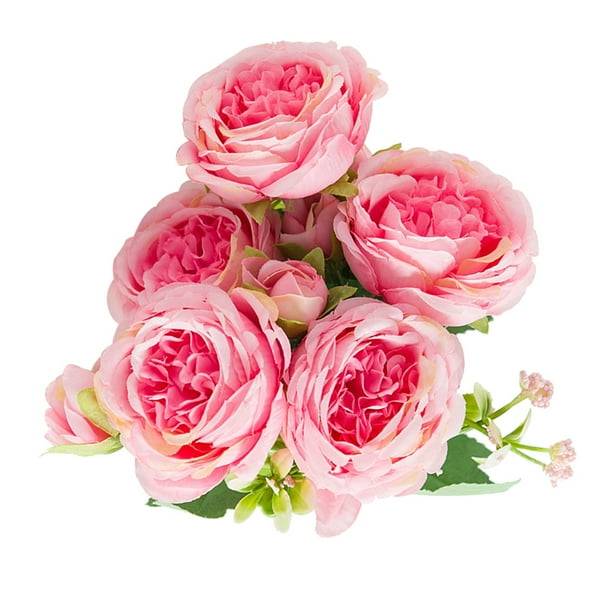 Flor de peonías artificiales, 2 racimos de peonías artificiales, flores artificiales, peonías artificiales para el hogar, funcionalidad de alta precisión Jadeshay A
