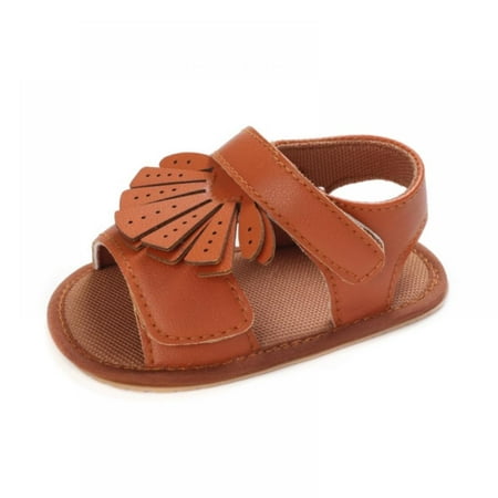 

Baby Girls Summer Sandals Anti-Slip Open Toe Flat Solid Color Walking Shoes