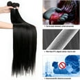 thumbnail image 2 of Long Straight Bundles with Closure Brazilian Hair Weave Human Hair Bundles with Middle Part Closure 3 Bundles Remy Hair Extension with Closure, 2 of 5