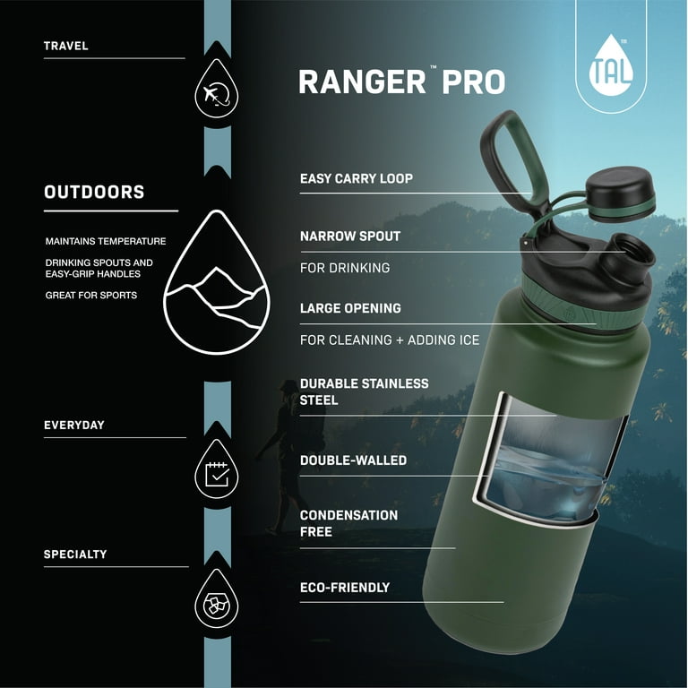 TAL Stainless Steel Ranger Grip Water Bottle 40 fl oz, Mint