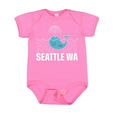 

Inktastic Seattle Washington Cute Whale Travel Gift Baby Boy or Baby Girl Bodysuit