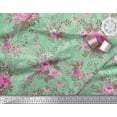 thumbnail image 3 of Soimoi Tissu en Jersey de Coton Rayé, Feuilles & Roses Imprimé Floral au Mètre 58 Pouces de Large, 3 of 3