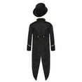 thumbnail image 4 of YiZYiF   Boys Vintage Medieval Steampunk Tailcoat Jacket Gothic Victorian Renaissance Frock Coat with Hat Black 16, 4 of 7